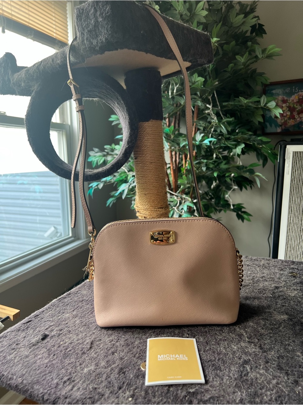 Michael Kors Pebbled Leather Crossbody Bag- Blush
